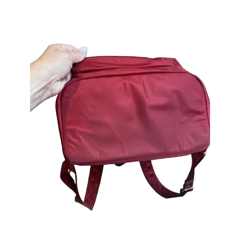 TUMI Voyageur Halle Backpack Burgundy Red Nylon Travel Laptop Bag Gold Hardware